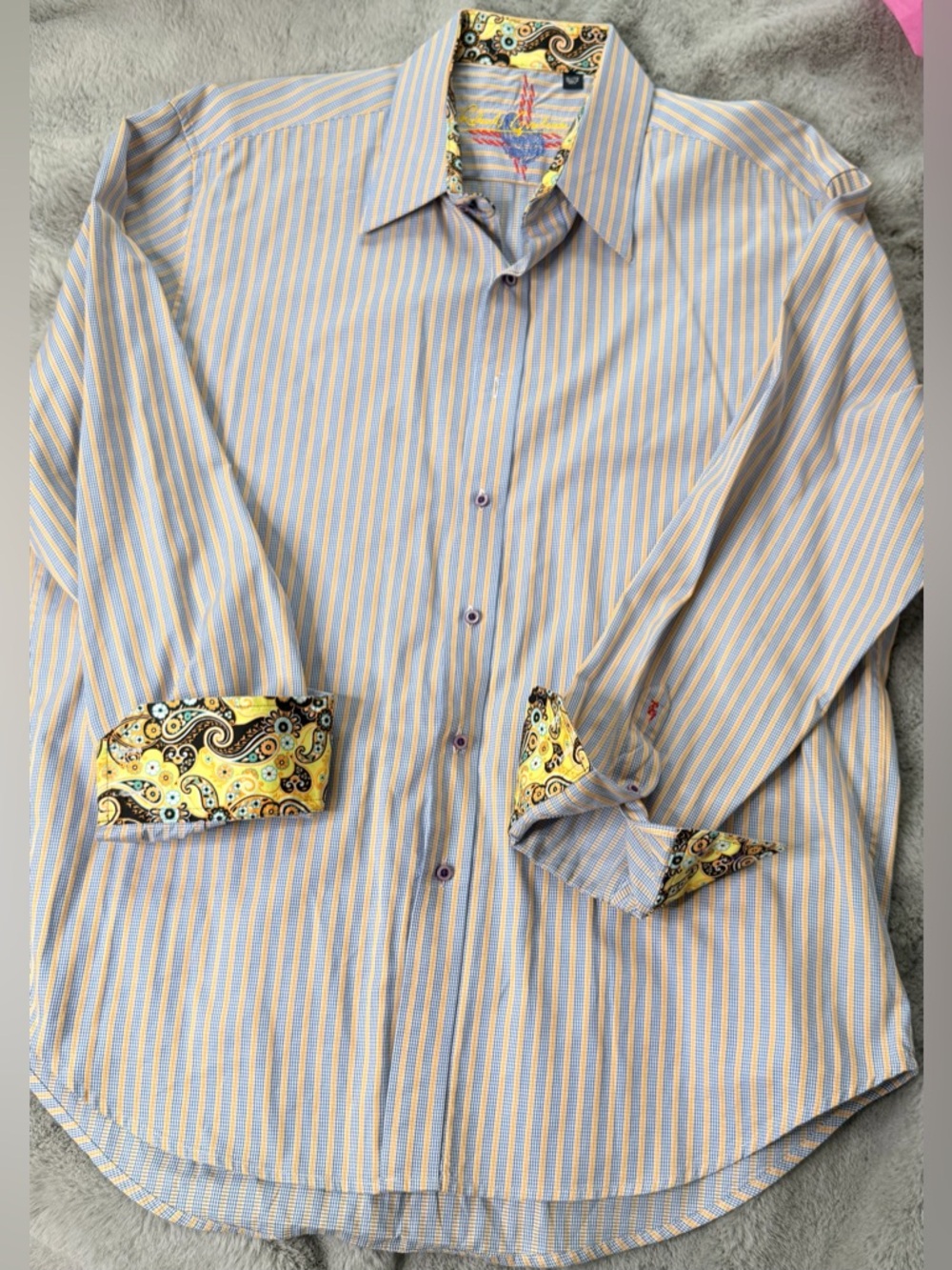 Robert Graham Striped Button Down – Paisley Contrast Cuffs. Size XL - Picture 3 of 13